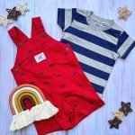 Set Jardinera + Polera Manga Corta Roja