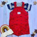 Set Jardinera + Polera Manga Corta Roja - Imagen 2