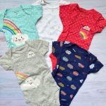 Set Bodys Manga Corta Arcoíris Y Nubes (6 meses)