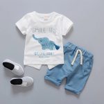 Conjunto Short + Polera Elefante Celeste 18 meses