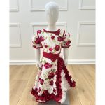 Vestido Rosas Burdeo (4 años a 8 años)