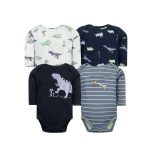 .Set De Bodys Manga Larga Dino Azul