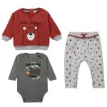 ..Set Buzo, Polerón Y Body Manga Larga Oso Gris