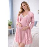 .Conjunto Maternal Bata + Camisa Corazones