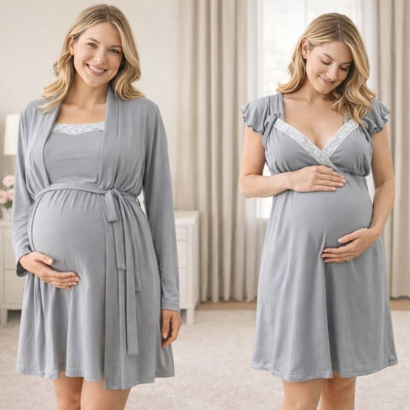 Diseño sin título-45 ..Set Maternal Bata + 2 Camisas De Lactancia - Imagen 1